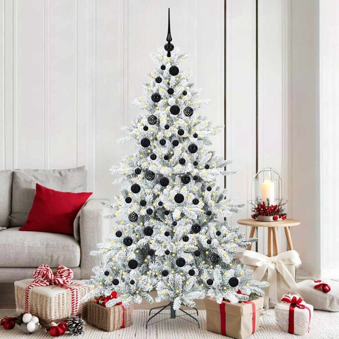 vidaXL - Kunstmatige - Hinged - Kerstboom - Wit - 180 - cm - PVC - en - Staal