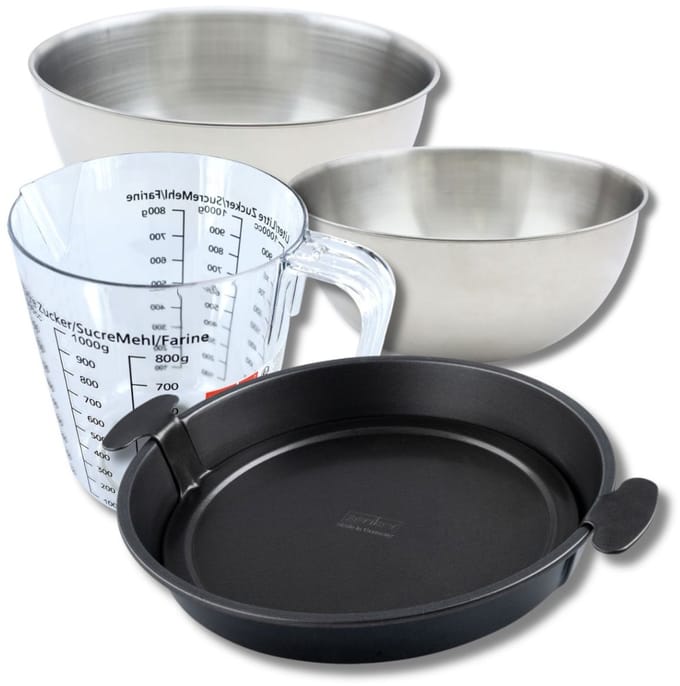 Bakkersset met quichevorm 28 cm, 2 mengkommen, maatbeker en spatel Zenker