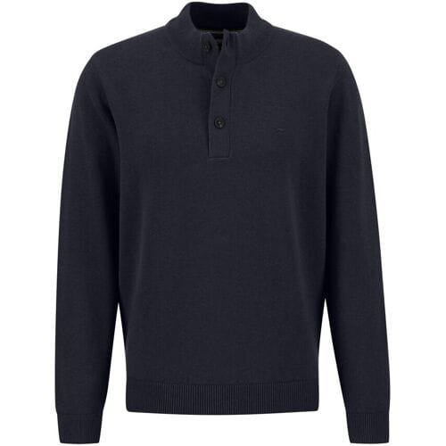 Fynch-Hatton Trui Troyer Buttons Cotton Wool Navy / male
