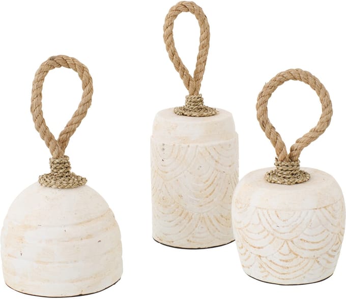 J-Line deurstopper - keramiek - wit - set van 3
