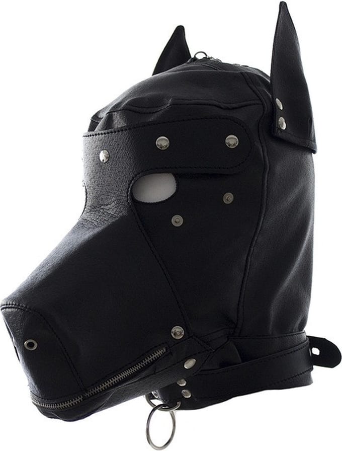 Nooitmeersaai - PU leren hondenmasker met mondrits