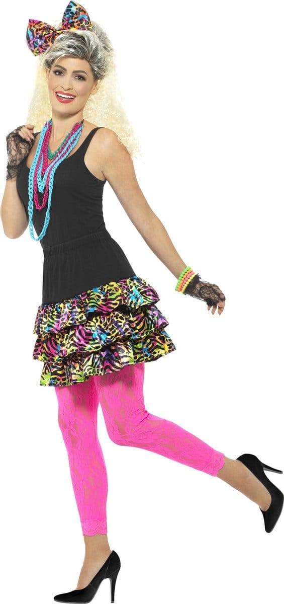 Smiffys - 80s Party Girl Kostuum Accessoire Set - M/L - Multicolours