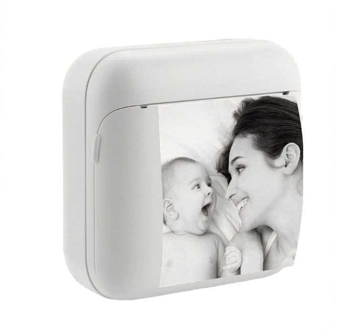 AHD® Mini Printer - Fotoprinter - Fotoprinter Voor Smartphone - Labelprinters - Wit - 9cm x 9cm x 4cm