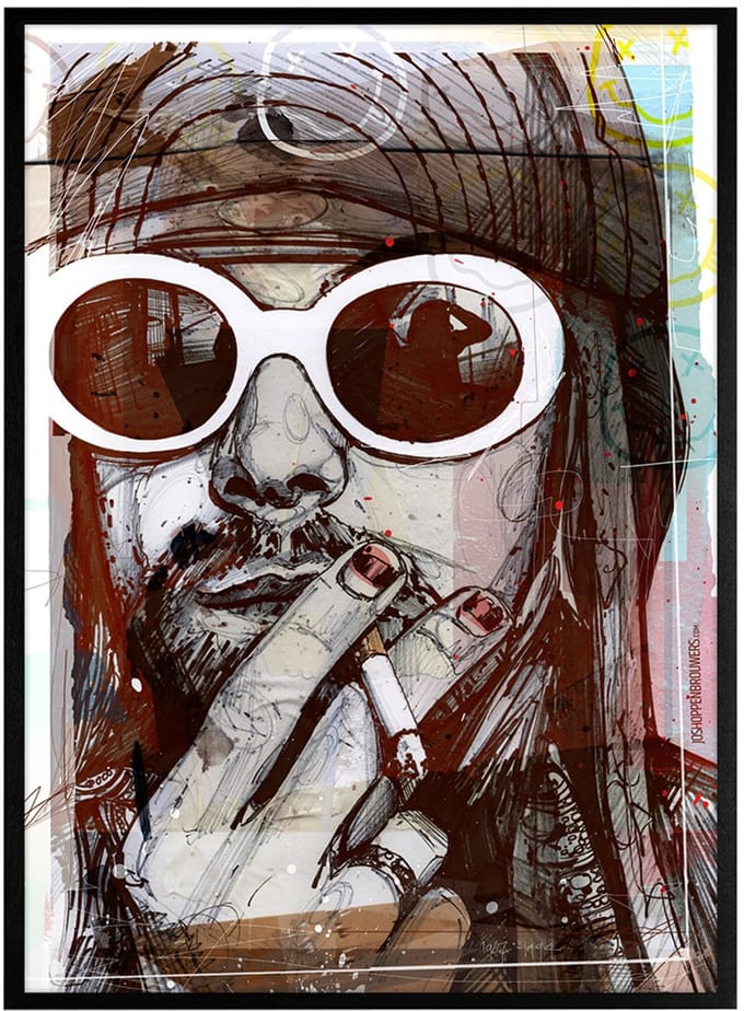 Grunge rock poster 51x71 cm *ingelijst & gesigneerd