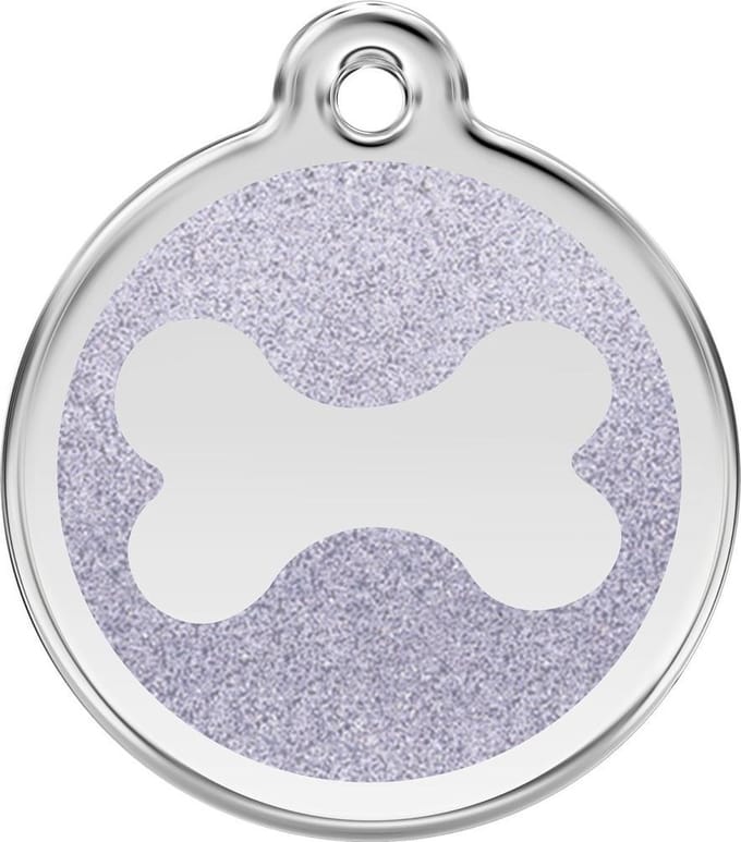 Red Dingo Hondenpenning 30 mm bot glitter zilverkleurig