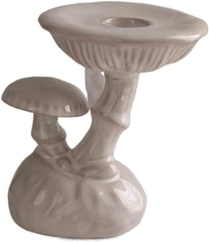 Kandelaar paddestoel - Keramische houder - Tafeldecoratie - Stabiele structuur - 122 cm - Wit