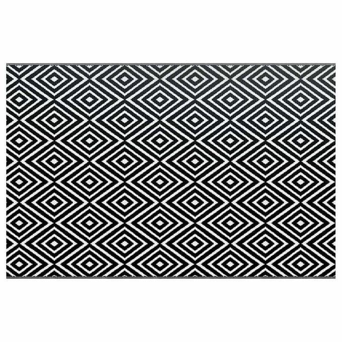 vidaXL - Buitenkleed - ARAKIL - 190x290 - cm - PP - wit - en - zwart
