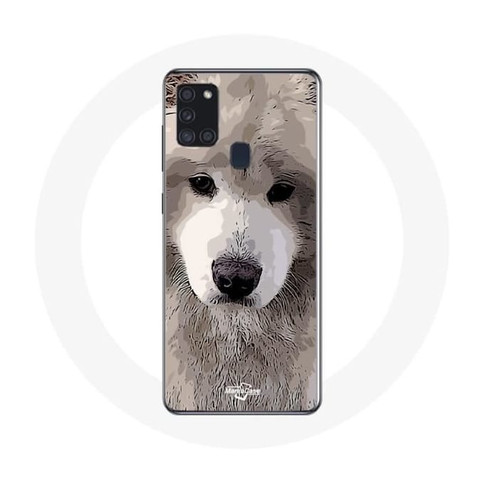 Samsung Galaxy A21S Hoesje Grijs Samojeed hondenras grijs