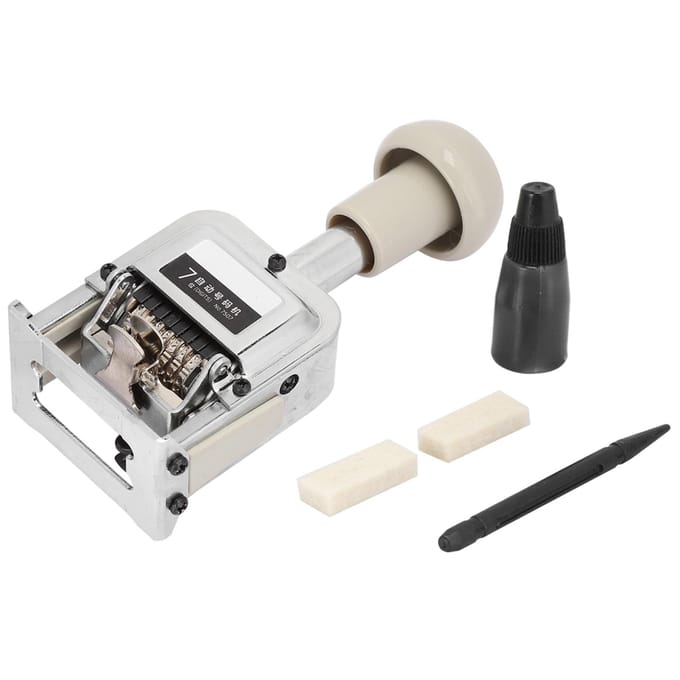 Nummeringsmachine Kantoorapparatuur Schoolbenodigdheden Automatische Transpositie 7 Nummer Zegel white