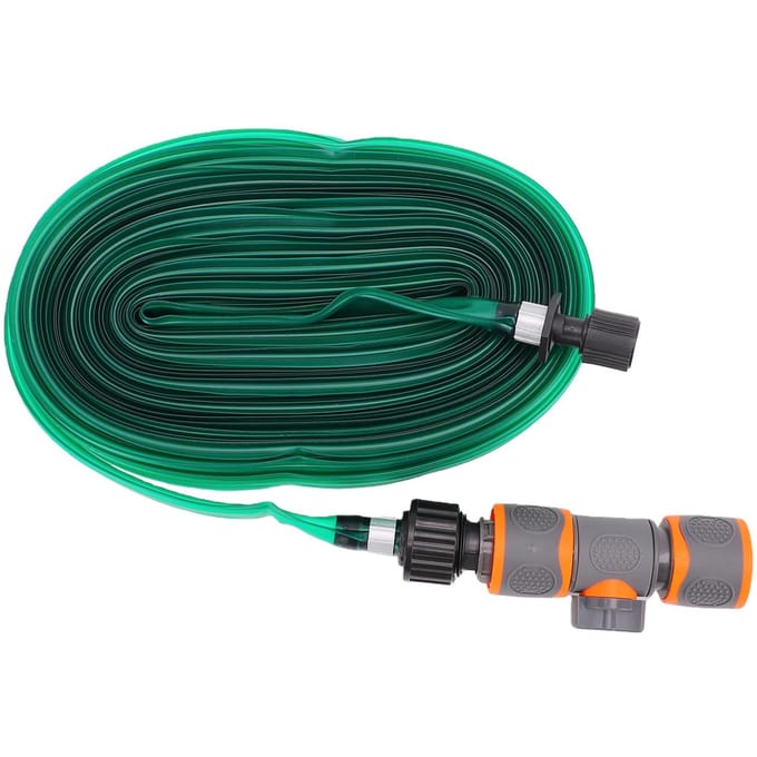PVC Tuinslang Bidirectionele Snelkoppeling 15m Lengte Flexibele Platte Weekslang Groen groen