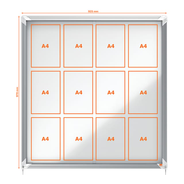 Binnenvitrine Nobo Premium Plus 12xA4 schuifdeur magnetisch