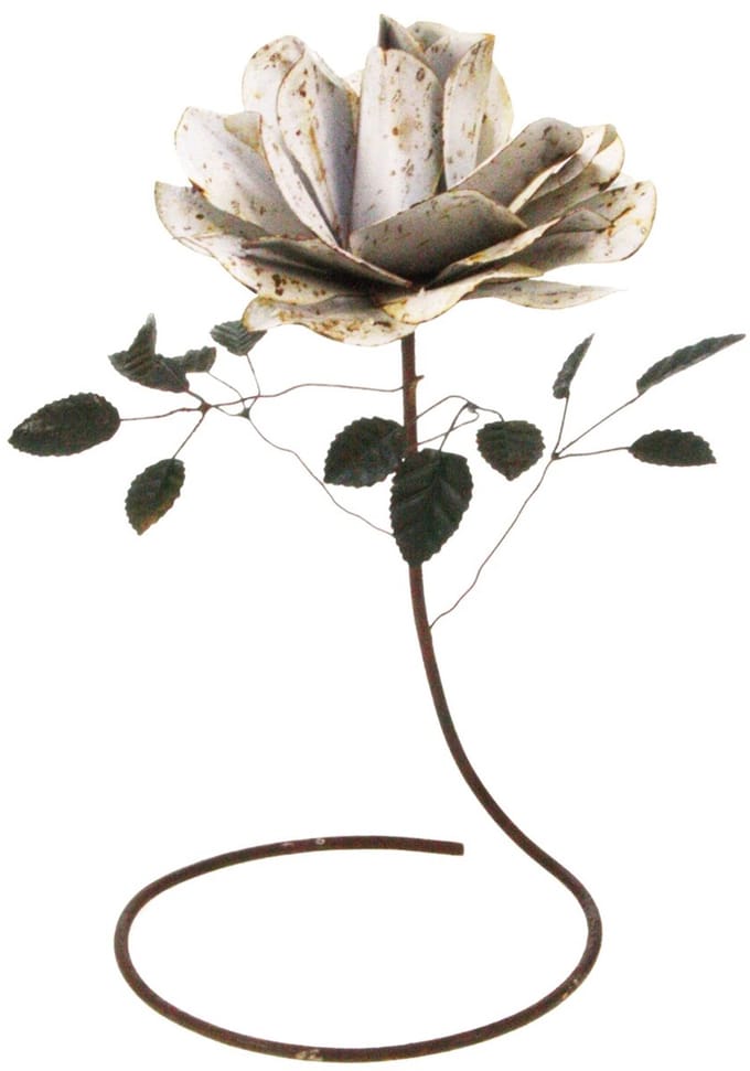 Bloem wit, metaal 23x14x25cm