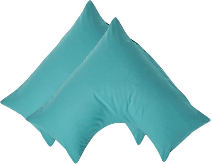 Homescapes Percale Katoen V-Kussensloop Set van 2 - Petrol - 100% Egyptisch Katoen - 200TC - 38 x 76 cm