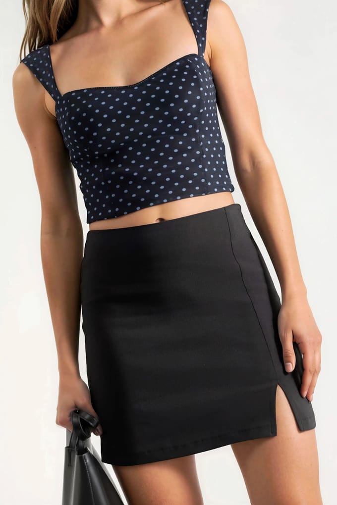 Hoge Taille Minirok met Split