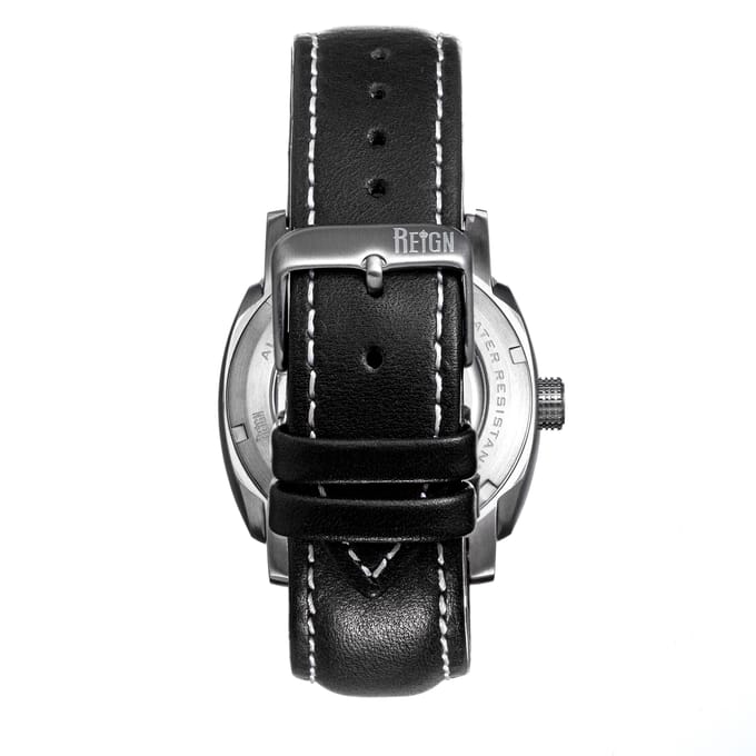 Reign Impaler Semi-skelet horloge met leren band - grijs/zwart