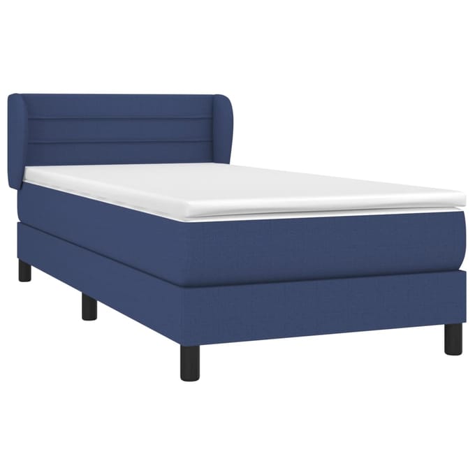 vidaXL - Boxspring - met - matras - stof - blauw - 80x200 - cm