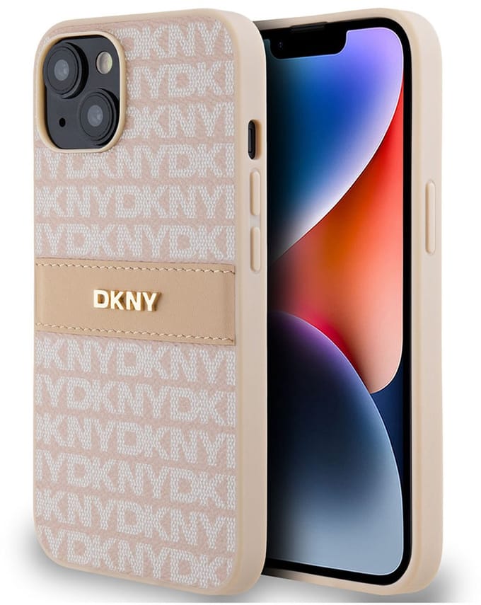 DKNY Textured Tonal Stripe Back Case - Geschikt voor Apple iPhone 14 (6.1") - Roze