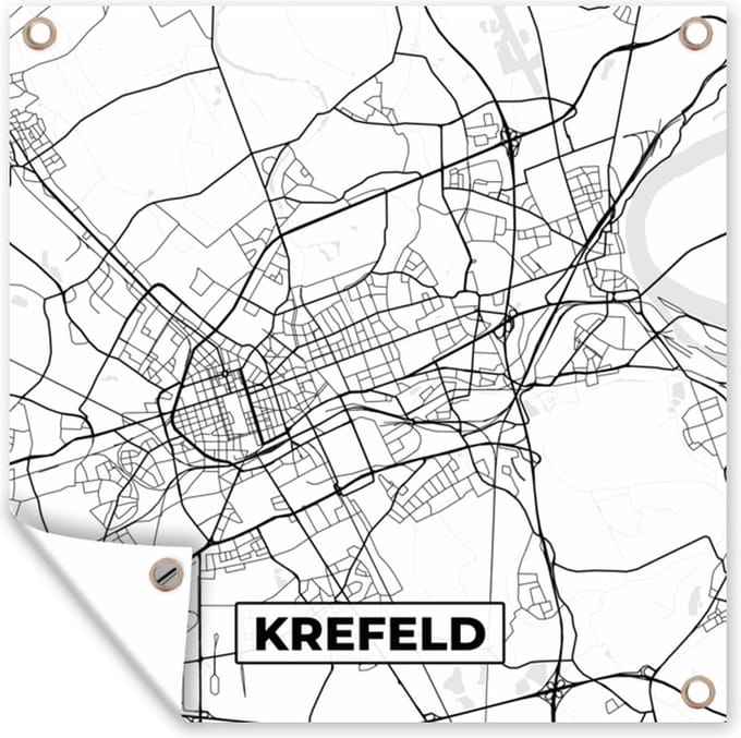 Tuindoek Krelefeld - Plattegrond - Stadskaart - Kaart - 100x100 cm