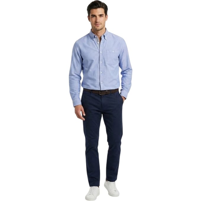 Boss Heren-Oxfordoverhemd met normale pasvorm en knoopsluiting (Blauw)