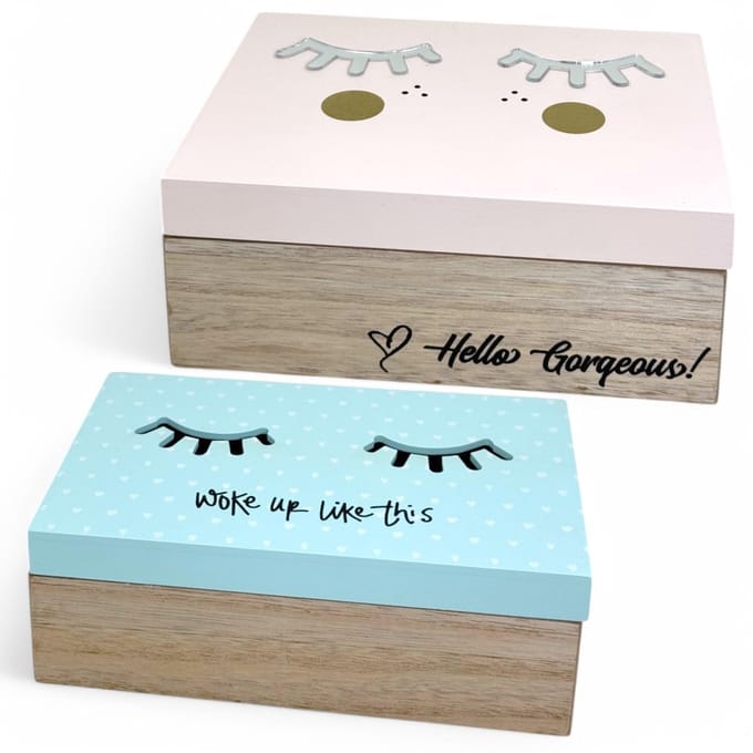 Dailygoods- Opbergdozen 2-delig - Houten Kisten - Met Deksel
