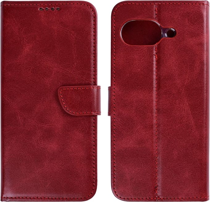Rixus Bookcase For Google Pixel 10a Dark Red