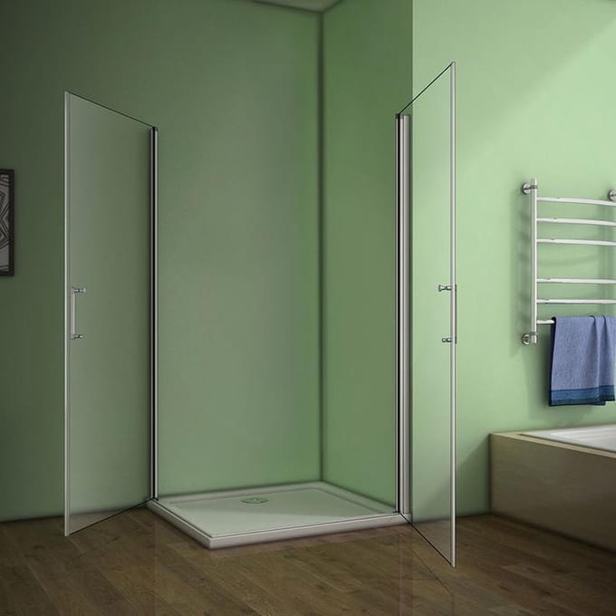 76x76x185cm,2x douchedeur,douchecabine douchewand hoekinstap draaideur draaideur ESG glazen douche