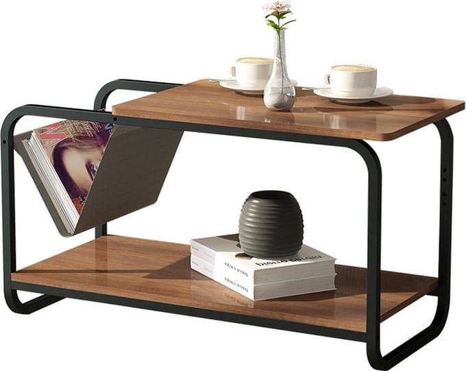 Bijzettafel - met krantenbak - 86,5x40x46 cm - industrieel