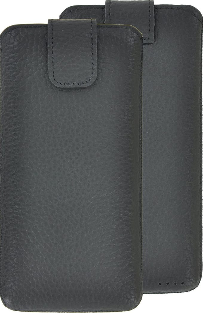 Geschikt voor iPhone 7 insteekhoesje zwart pouch van echt leer