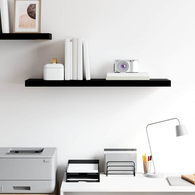 vidaXL - Wandschap - zwevend - 90x23,5x3,8 - cm - MDF - hoogglans - zwart