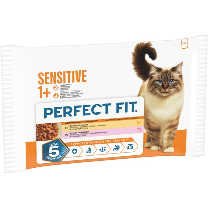 Perfect Fit Sensitive 1+ - Kip & Zalm (4 x 85 g)
