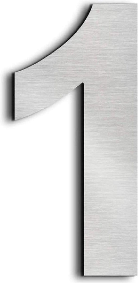 Huisnummer rvs look, rvs look huisnummer, hoogte 30cm, nummer 1