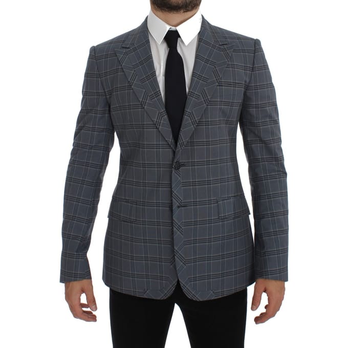 Grijs Geruite Blazer Slim Fit