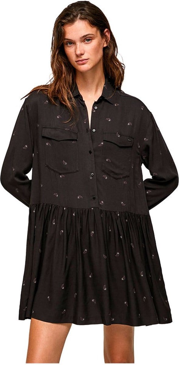 Pepe Jeans Paola Lang Mouw Jurk Bruin XS Vrouw