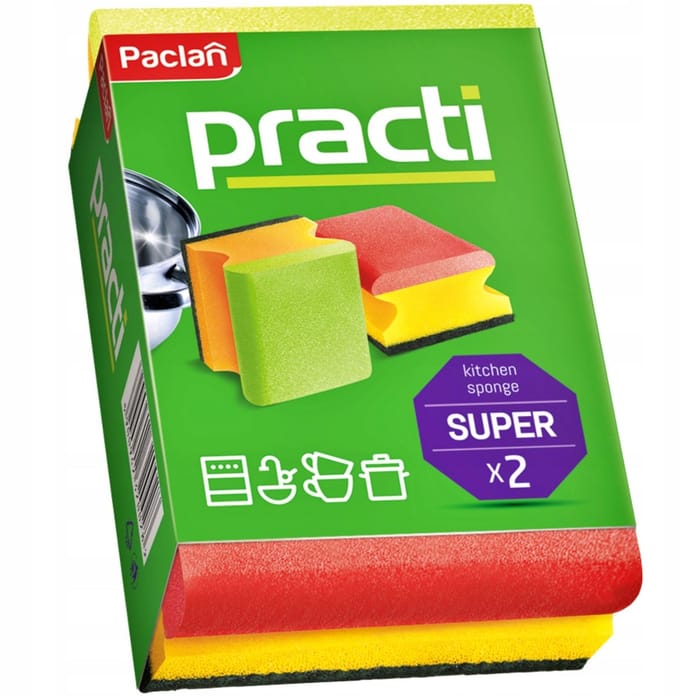 Paclan Practi-kolor - Spons - 2 stuks - Dubbelkleurig - Hoge kwaliteit