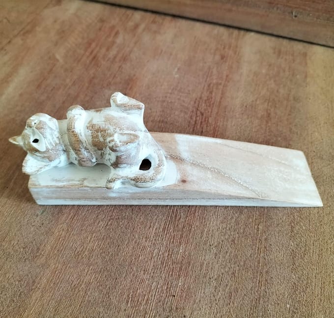 Handgesneden deurstopper - Kitten