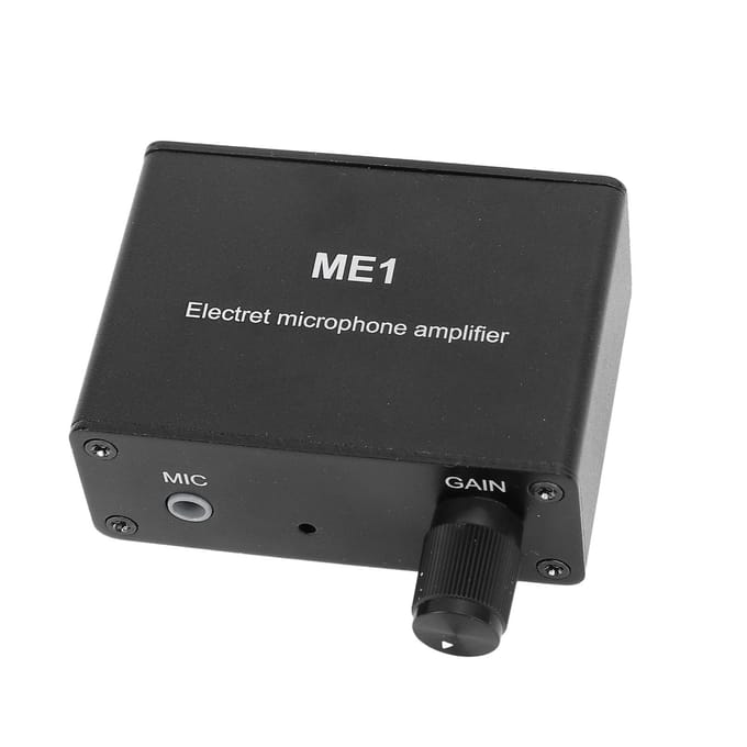 Elektretmicrofoonversterker Regelbare versterking 0?20dB Condensator Microfoon Koptelefoon Geluid Voorversterker ME1 3.5mm black