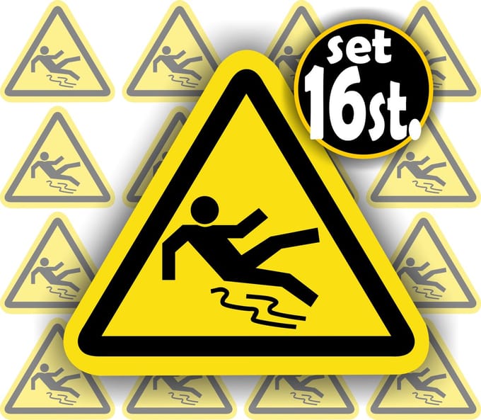 Jerma - Uitglijden gevaar - ISO norm - Stickers - 16 st. - 5 cm breed - Weerbestendig - Zelfklevend