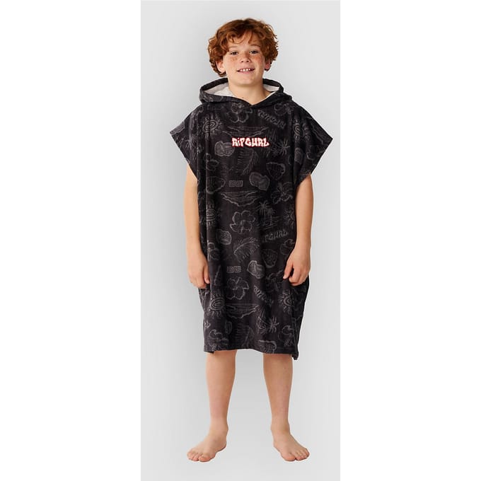 2026 Rip Curl Junior Sessies Hooded Handdoek - Washed Black