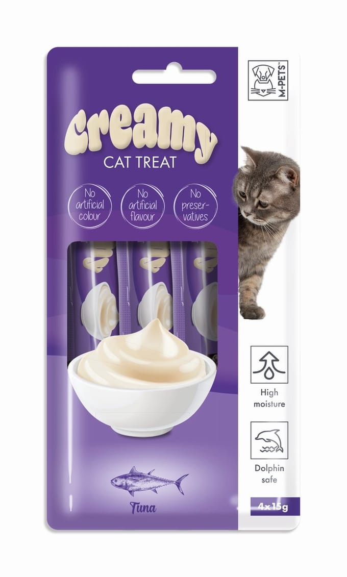 M-PETS Creamy kat snack tonijn 60g ( 4x15g ) - per 12