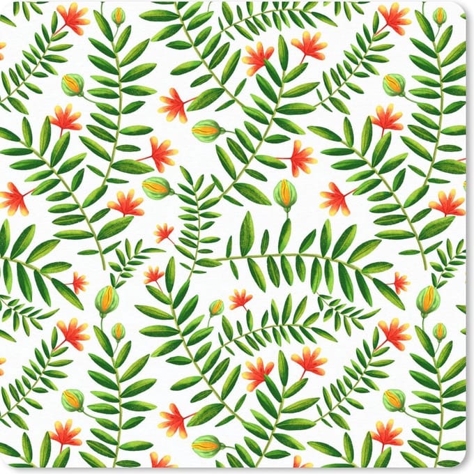 Muismat 20x20 cm - Mousepad Bloemen - Jungle - Design - Muismatten