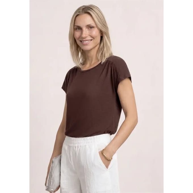 Shirt met ronde hals en rimpels