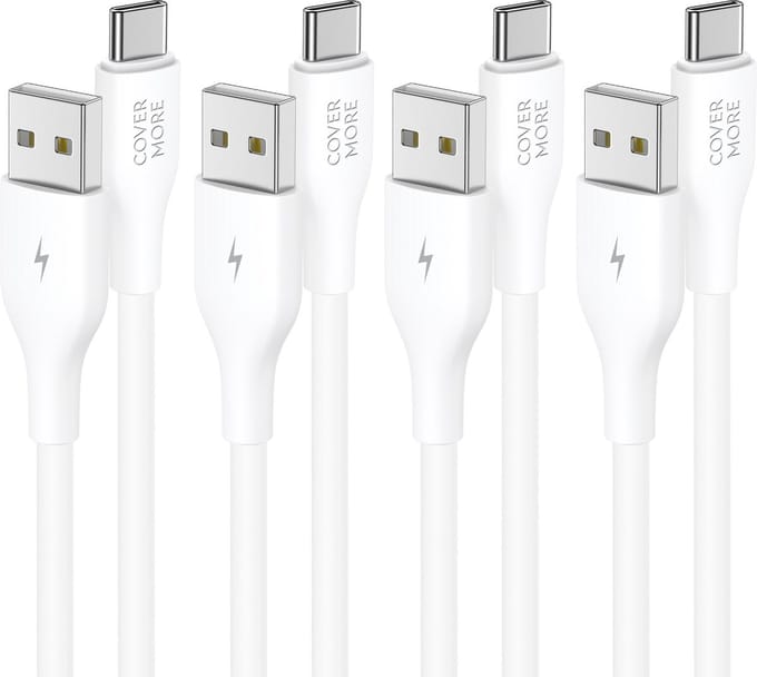 Usb C kabel - Usb A naar usb C - 4 stuks - Voordeelpak - 1m - Wit