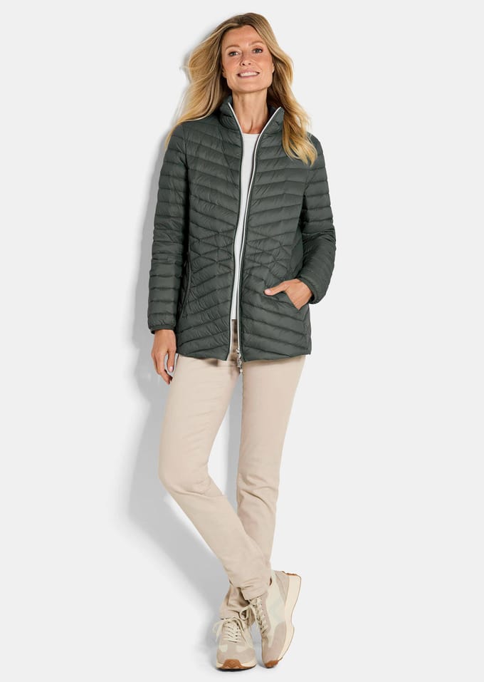 Donsjack met elegant stiksel - khaki - Gr. 54 van Goldner Fashion