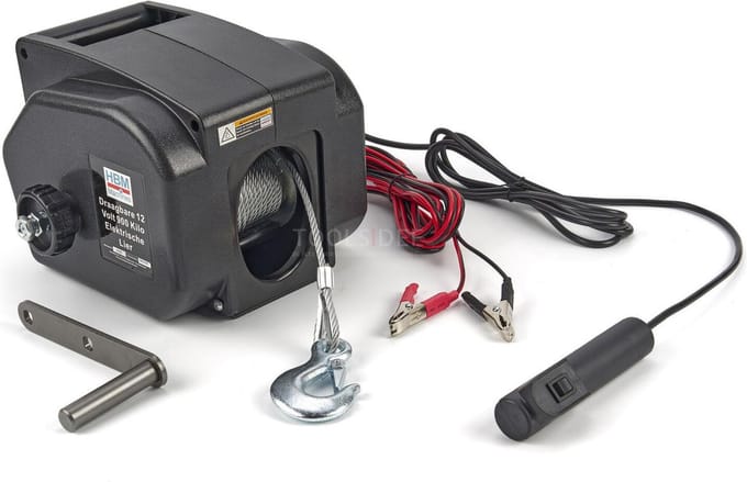 HBM draagbare elektrische lier 12V 900 kg IP55 staalkabel 9 m