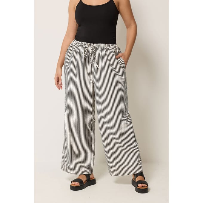 Yours Crèmekleurige En Zwarte Broek Met Strepen Size 48