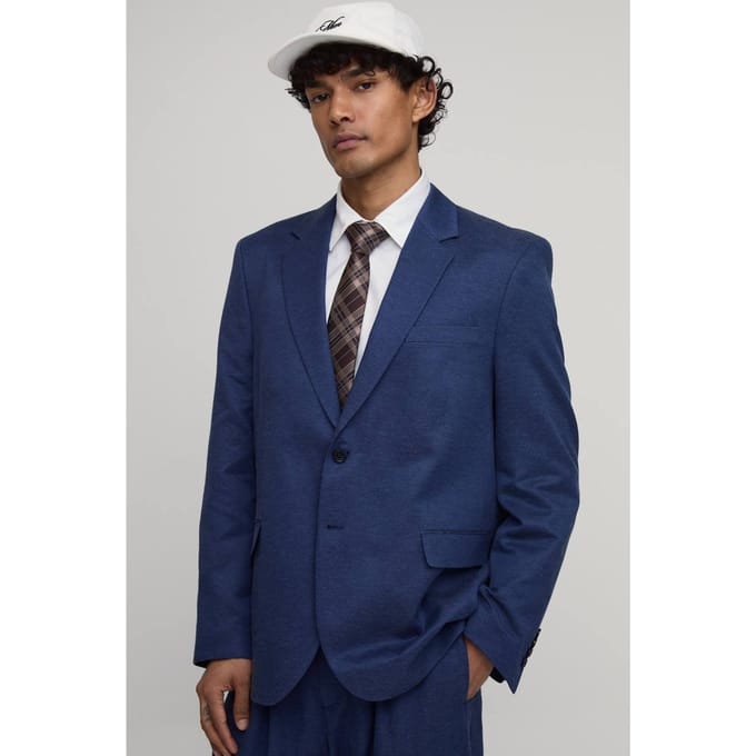 Oversized Blazer Met Denim Look | Navy | Size 34