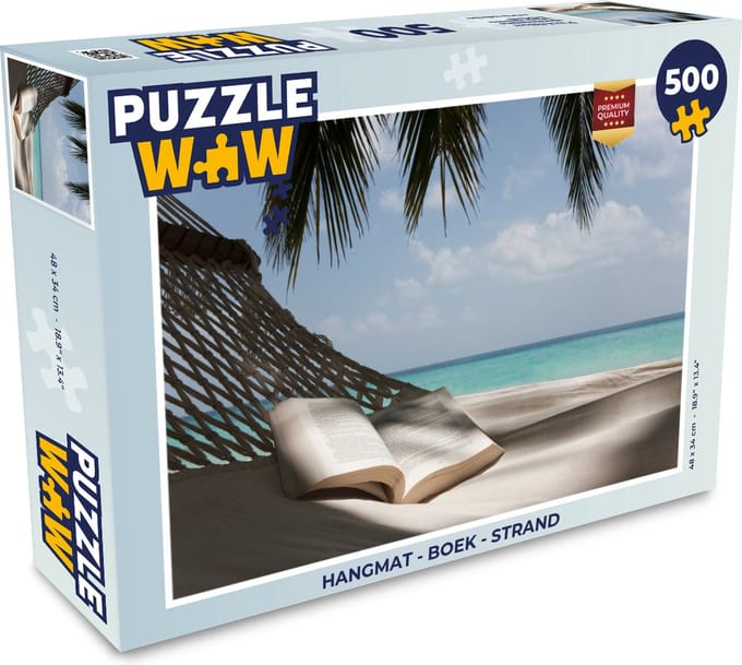 Puzzel Hangmat - Boek - Strand - Legpuzzel - Puzzel 500 stukjes