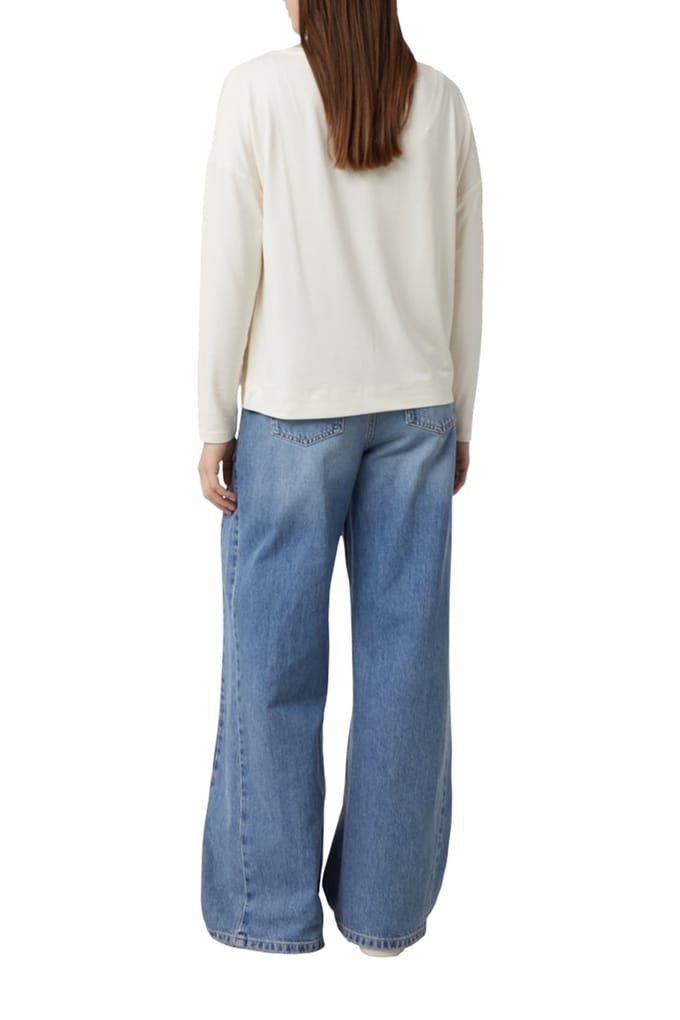 comma - female - Shirt met lange mouwen, print op de voorkant en strasdetails