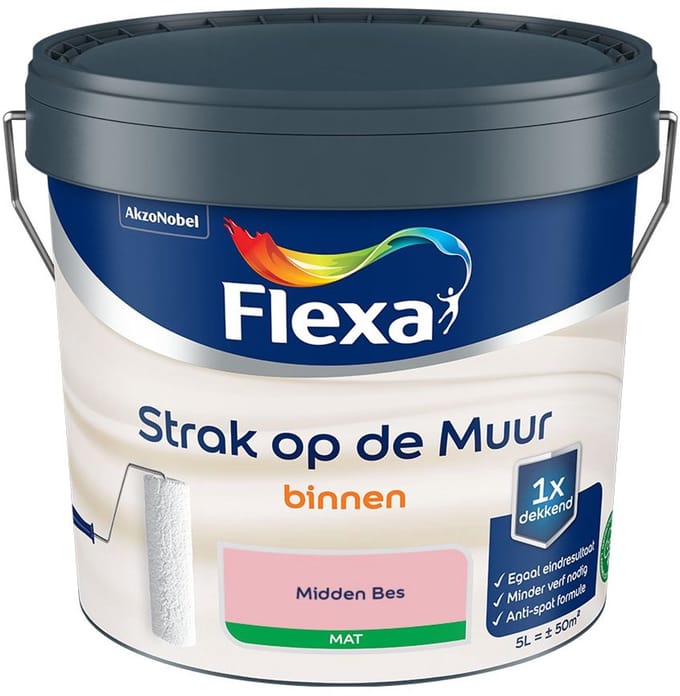 Flexa - Strak Op De Muur Binnen Mat - Midden Bes - Mengverf - 5 L