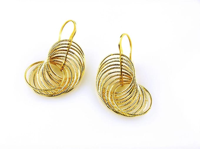 model Tornado oorringen in zilver geel goud verguld